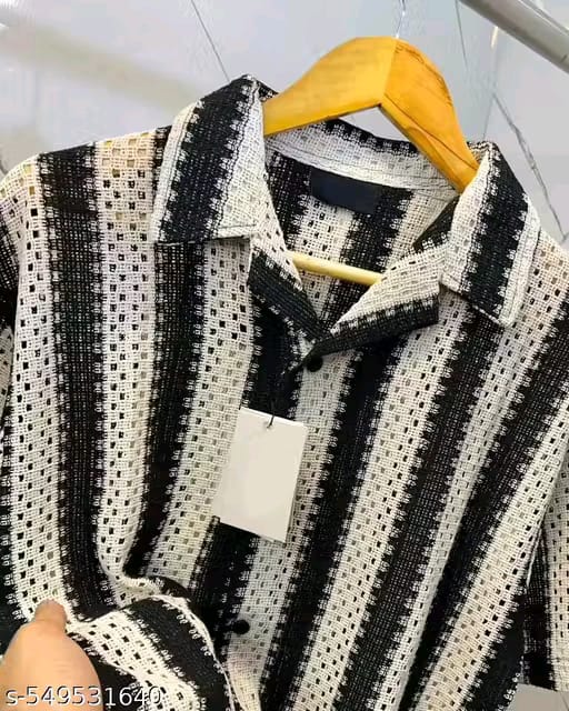 Men’s Lightweight Cotton Crochet Shirt – Half Sleeve Fashion