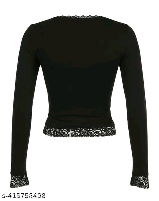 Casual Square Neck Crop Top with Full Sleeves